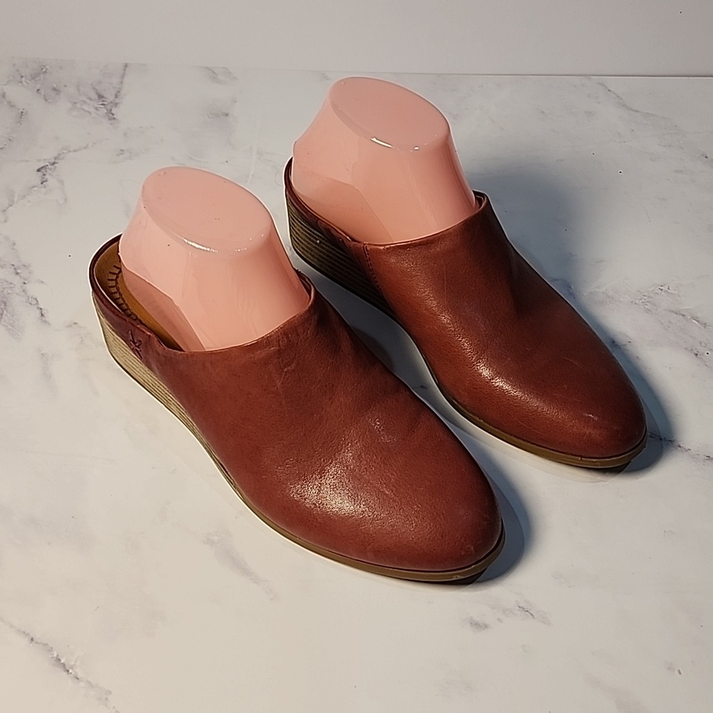 Lucky Brand Terracotta Color Mules Leather Upper Shoes